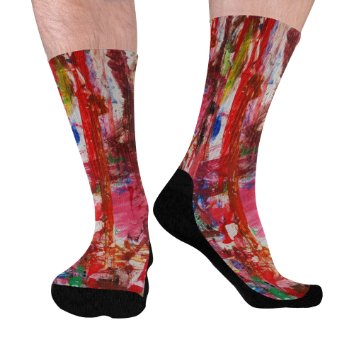 Paint on a white background Mid-Calf Socks (Black Sole)
