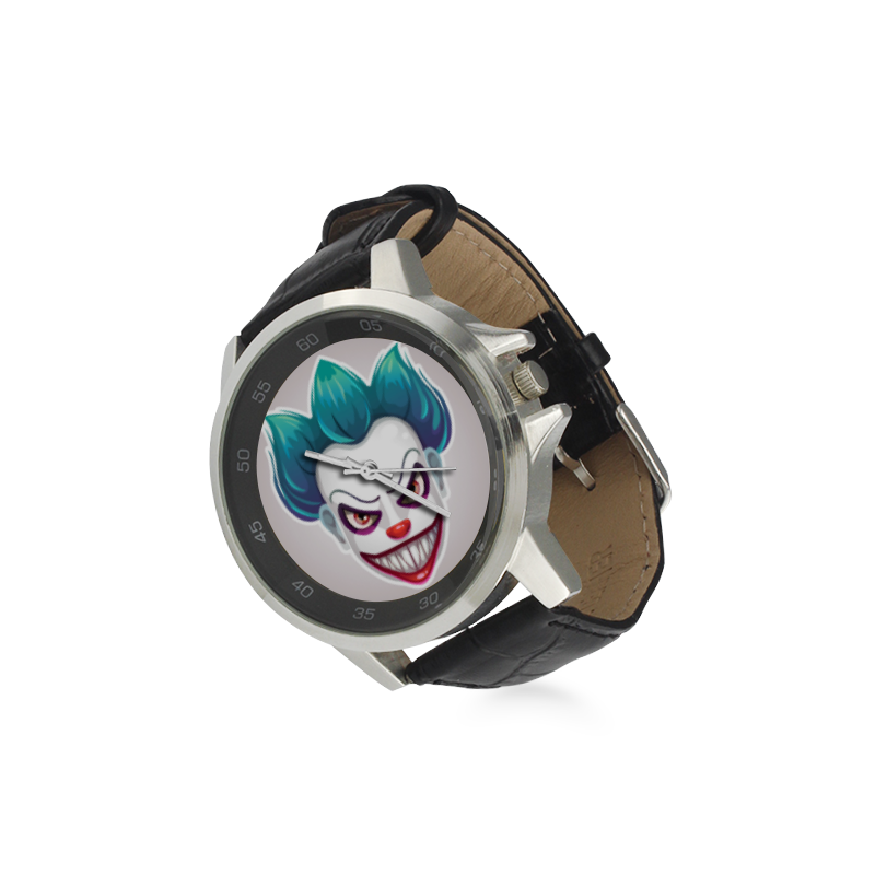 Joker Clown Unisex Stainless Steel Leather Strap Watch(Model 202)