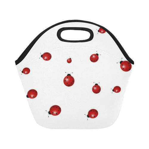White Ladybugs Neoprene Lunch Bag/Small (Model 1669)