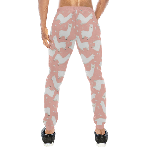 Pink Llama Pattern Men's All Over Print Sweatpants (Model L11)