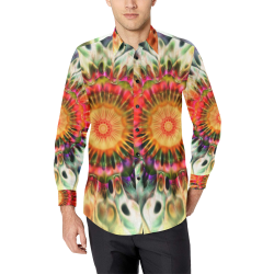 Magic Fractal Flower - Psychedelic Magenta Red Men's All Over Print Casual Dress Shirt (Model T61)