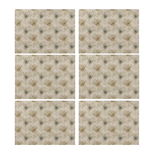 Linen Peacock Animal Print Placemat 14’’ x 19’’ (Set of 6)