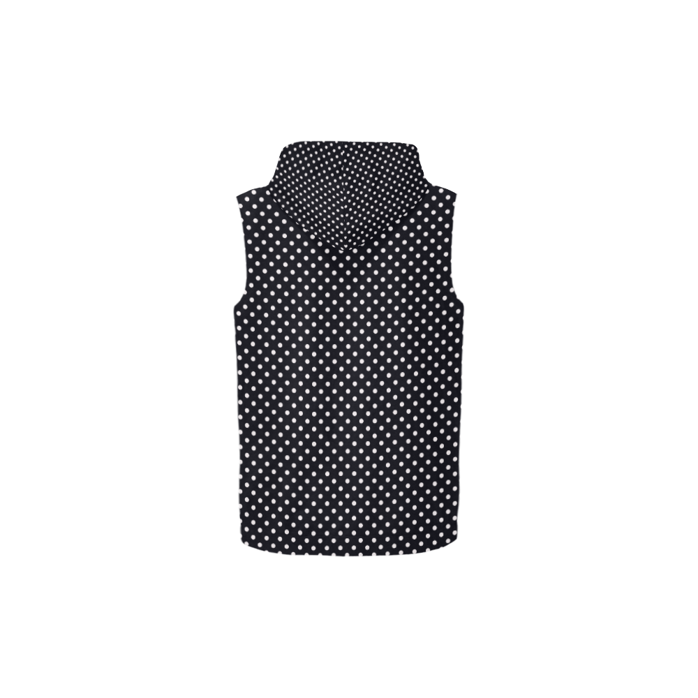 Black polka dots All Over Print Sleeveless Zip Up Hoodie for Kid (Model H16)