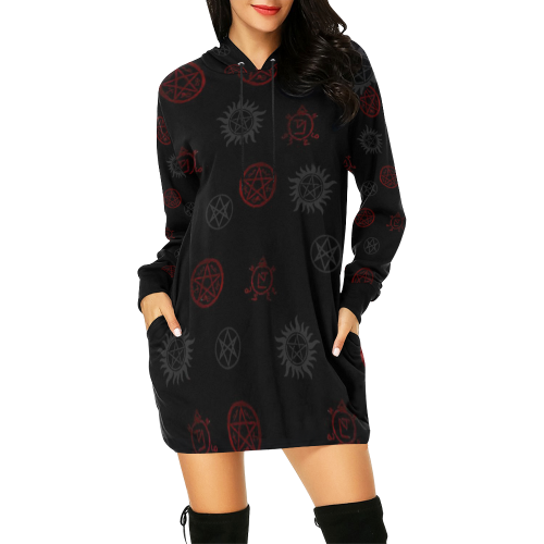 Supernatural Symbols All Over Print Hoodie Mini Dress (Model H27)