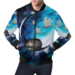 Cute sleeping kitten All Over Print Bomber Jacket for Men/Large Size (Model H19)