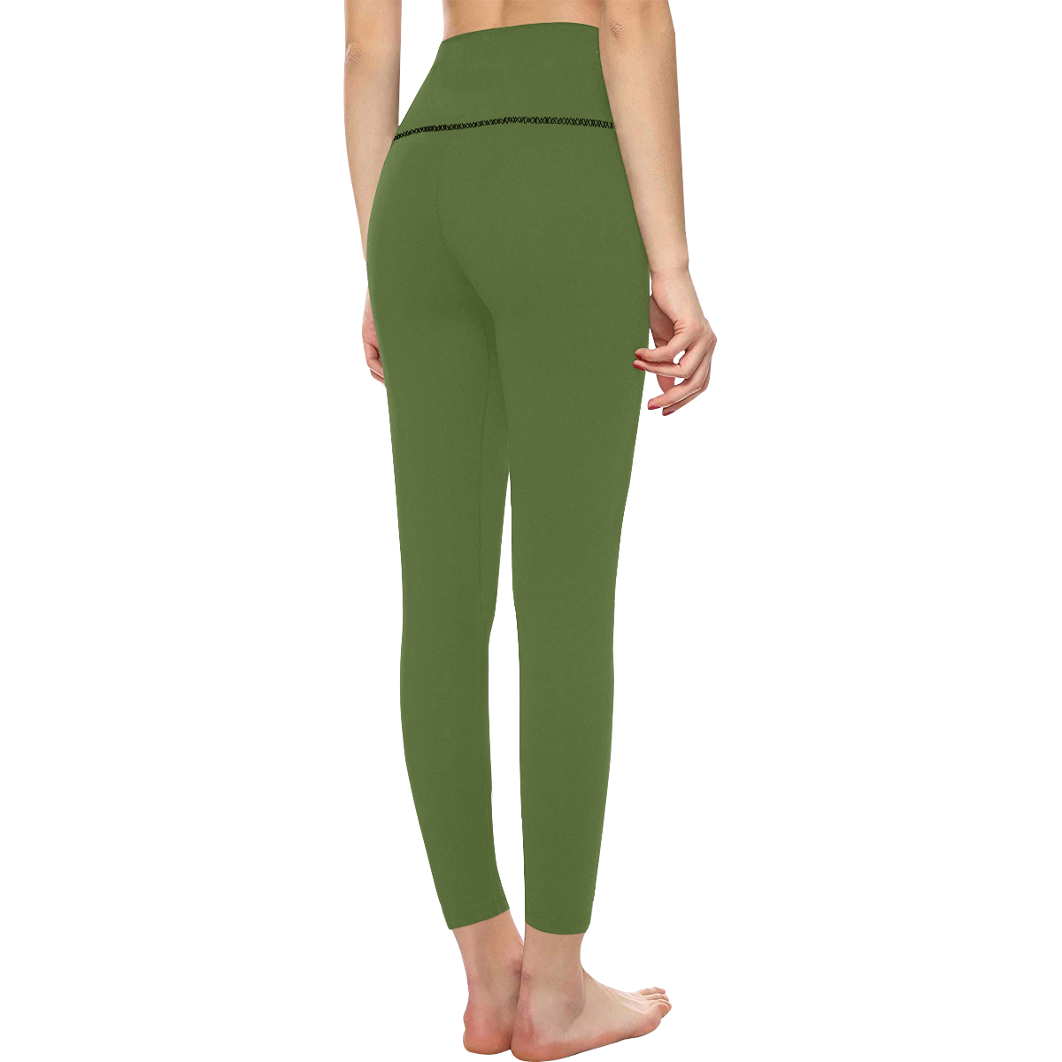 color dark olive green Women's All Over Print High-Waisted Leggings (Model L36)