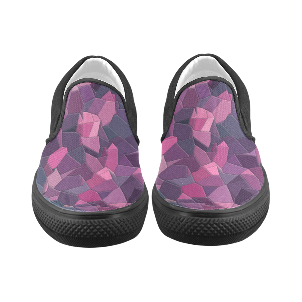 purple pink magenta mosaic #purple Women's Unusual Slip-on Canvas Shoes (Model 019)