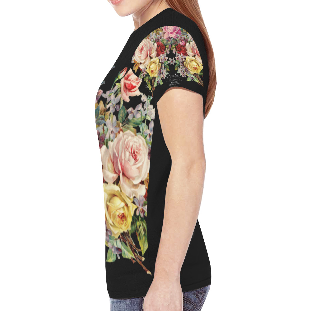 Nuit des Roses (black back) New All Over Print T-shirt for Women (Model T45)