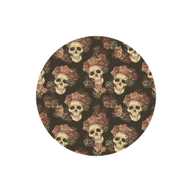 Skull and Rose Pattern Round Mousepad