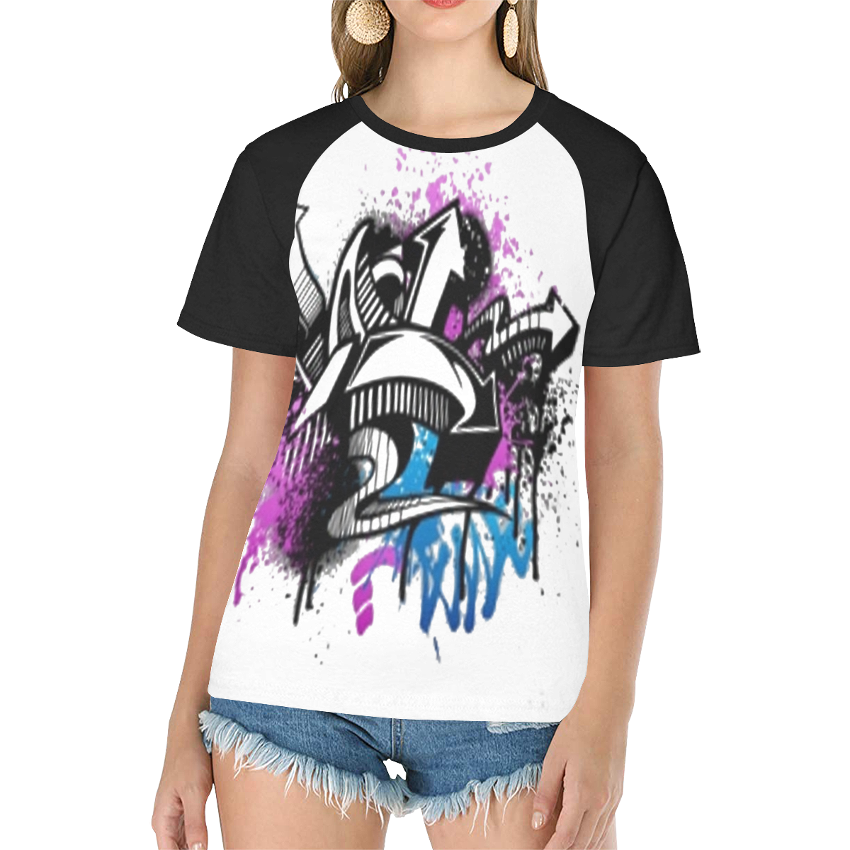 Abstract colors Women's Raglan T-Shirt/Front Printing (Model T62)