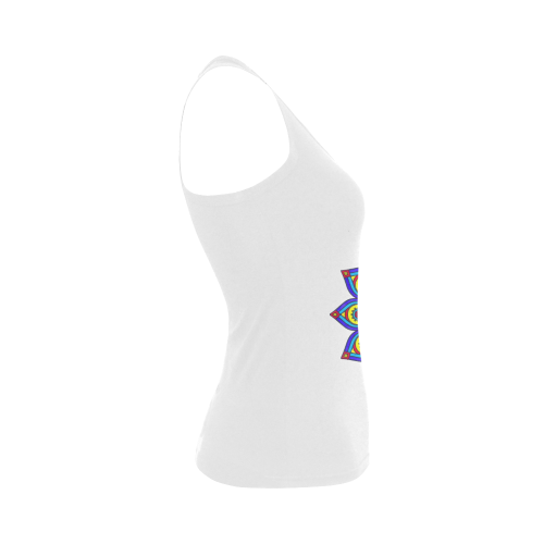 Brilliant Star Mandala White Women's Shoulder-Free Tank Top (Model T35)