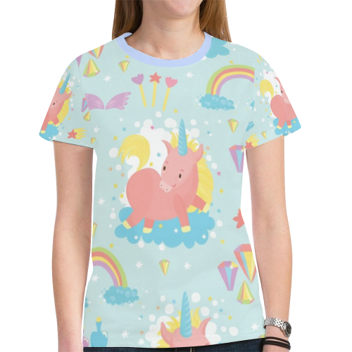 Unicorn And Rainbow Pattern New All Over Print T-shirt for Women (Model T45)