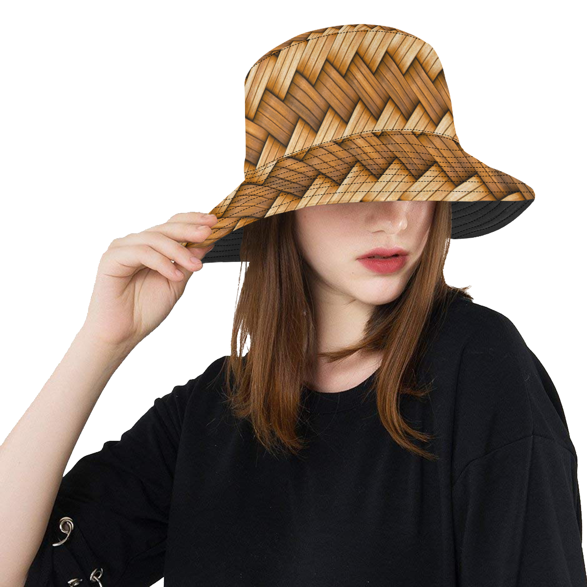 Golden Basket Weave All Over Print Bucket Hat