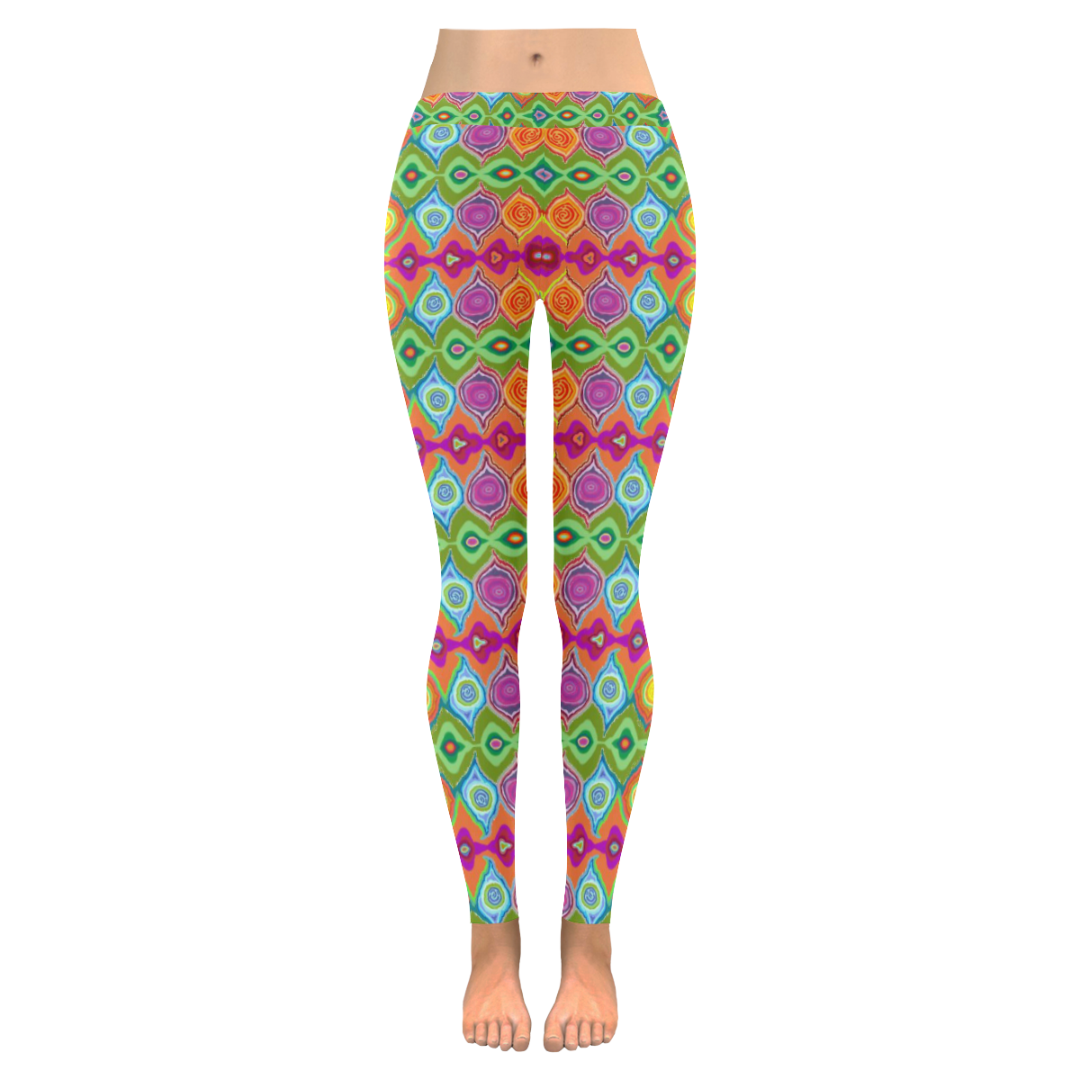 mexican colours from nature design Women's Low Rise Leggings (Invisible Stitch) (Model L05)