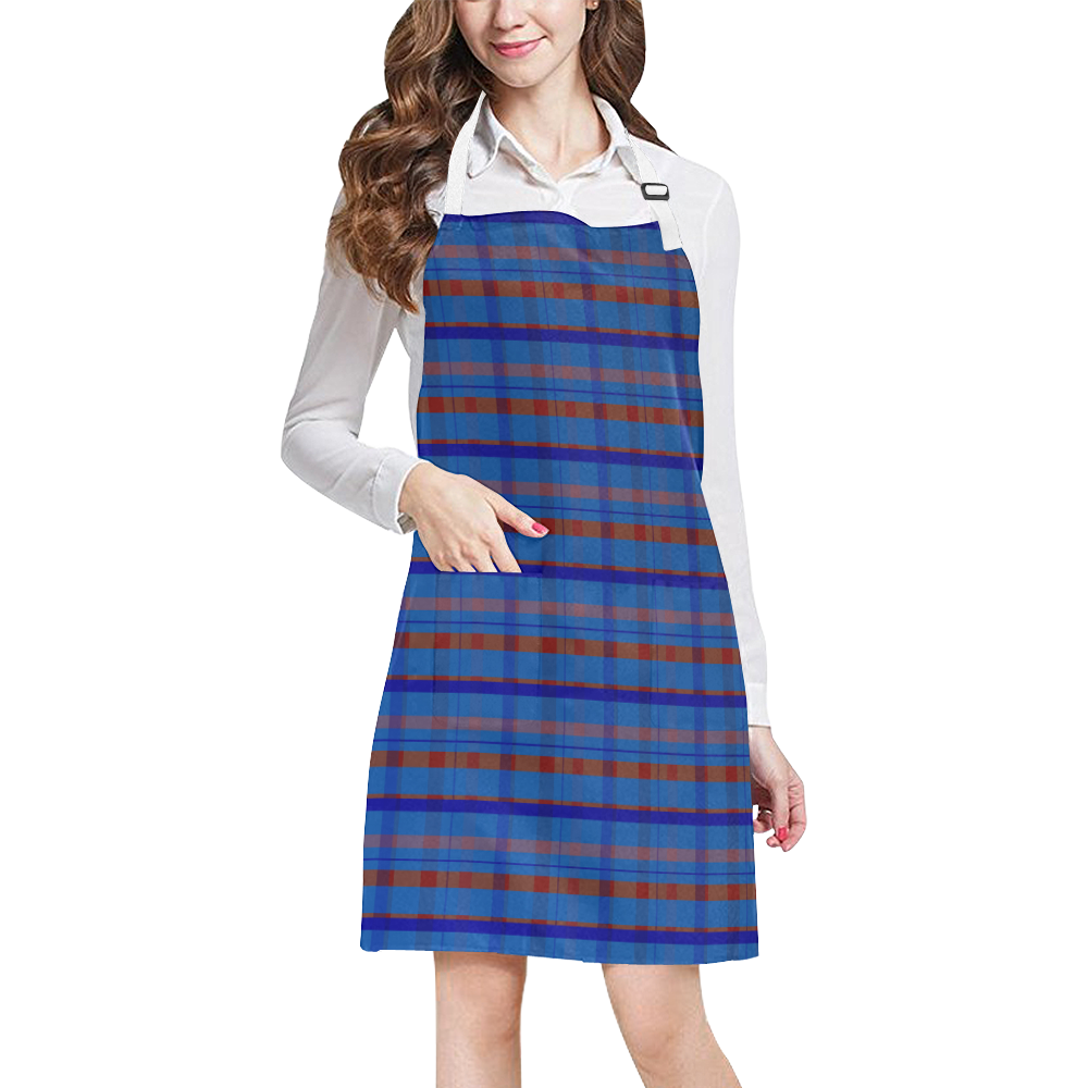 Royal Blue plaid style All Over Print Apron