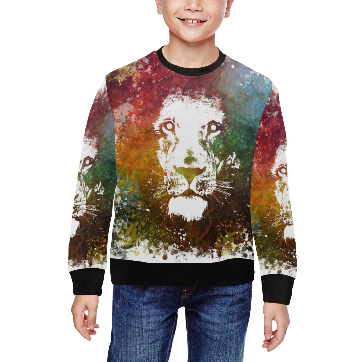 lion jbjart #lion All Over Print Crewneck Sweatshirt for Kids (Model H29)