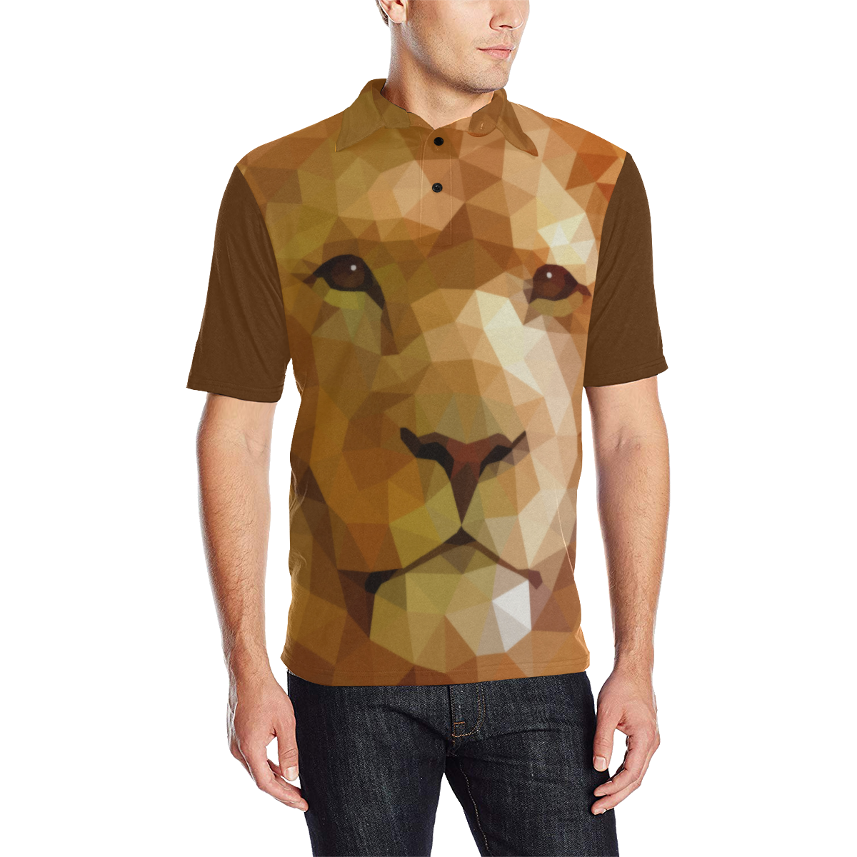 Polymetric Lion Men's All Over Print Polo Shirt (Model T55)