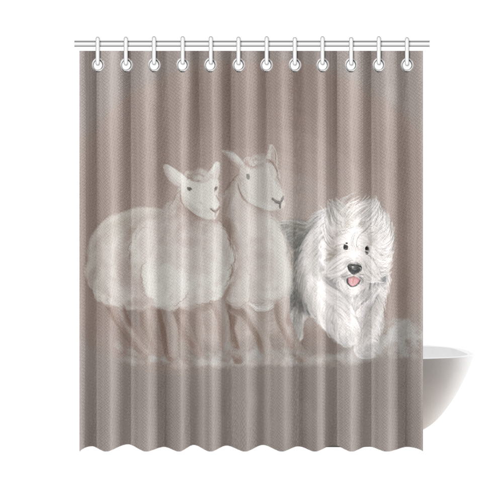sheepdog-herding big Shower Curtain 72"x84"