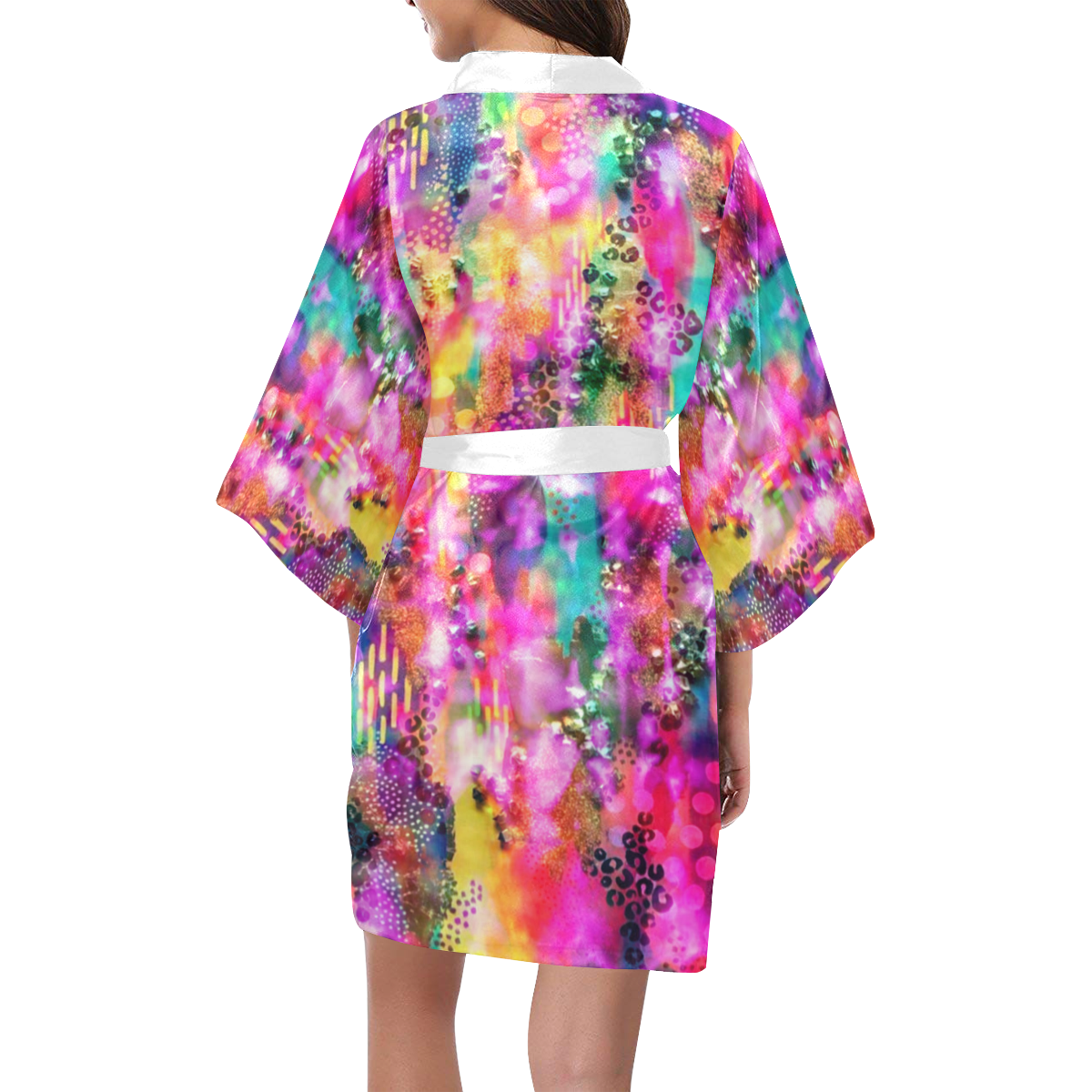 Rainbow Tie Dye Painting Mix Kimono Robe