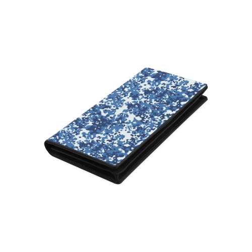 Digital Blue Camouflage Women's Leather Wallet (Model 1611)