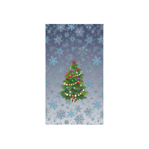 Christmas Tree at night, snowflakes Custom Towel 16"x28"