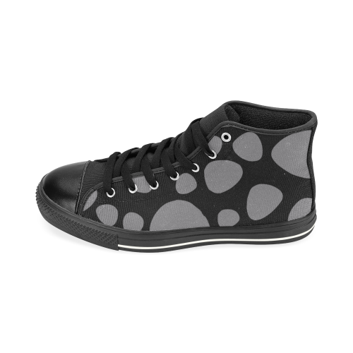 Black leopard skin High Top Canvas Shoes for Kid (Model 017)