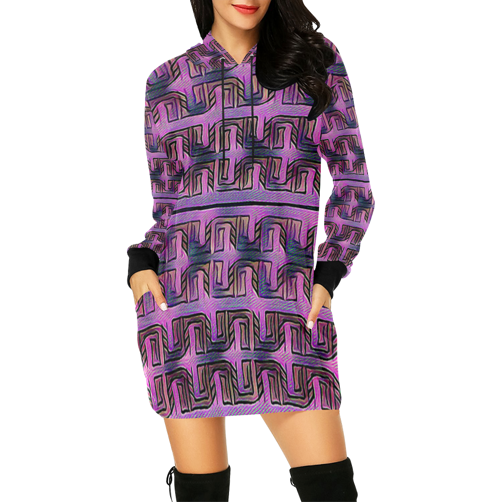 The Earth and the Sun3 All Over Print Hoodie Mini Dress (Model H27)