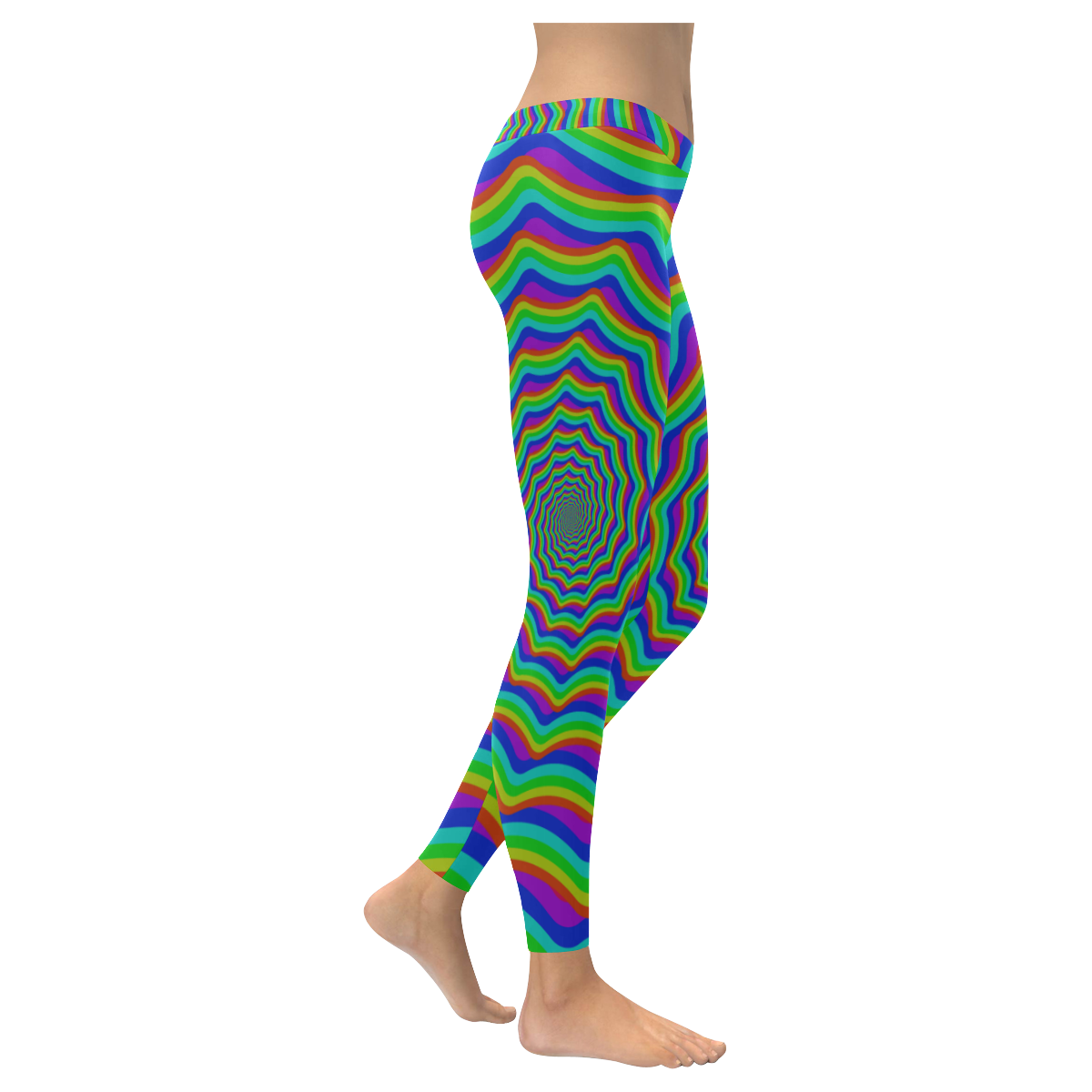 Rainbow shell vortex Women's Low Rise Leggings (Invisible Stitch) (Model L05)