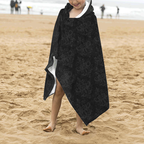 Black on Black Pattern Kids' Hooded Bath Towels