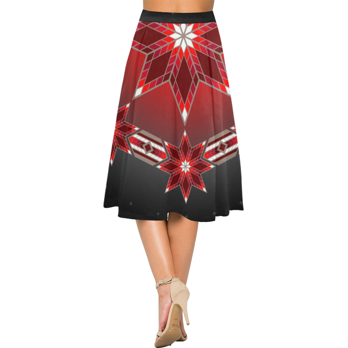 Morning Stars Circle Red Aoede Crepe Skirt (Model D16)