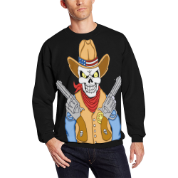 Sheriff Cowboy Sugar Skull Black All Over Print Crewneck Sweatshirt for Men/Large (Model H18)