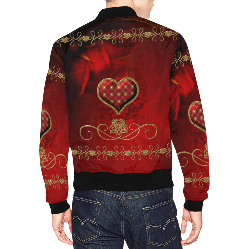 Wonderful decorative heart All Over Print Bomber Jacket for Men (Model H19)