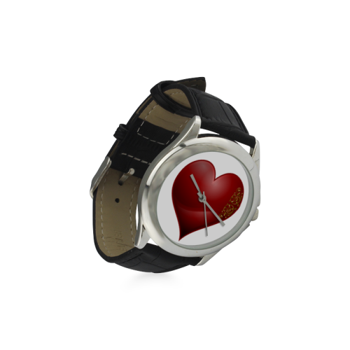 Heart  Las Vegas Symbol Playing Card Shape Women's Classic Leather Strap Watch(Model 203)