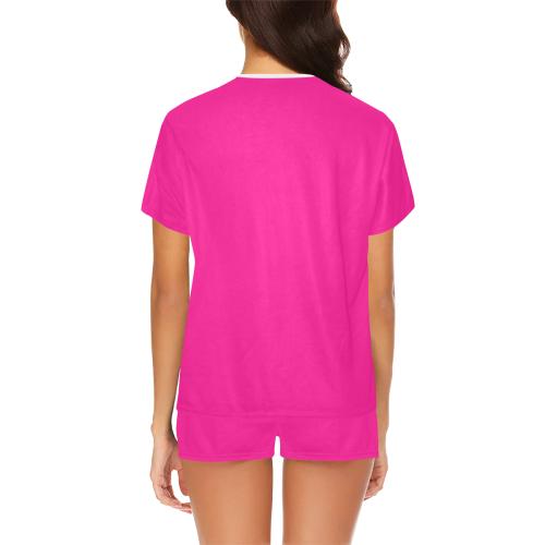 color deep pink Women's Short Pajama Set