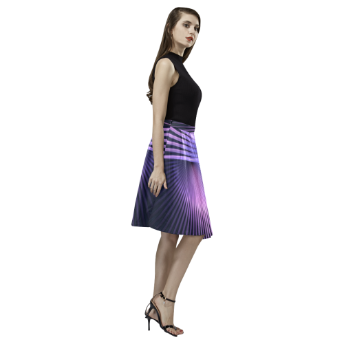 Purple Rays Melete Pleated Midi Skirt (Model D15)