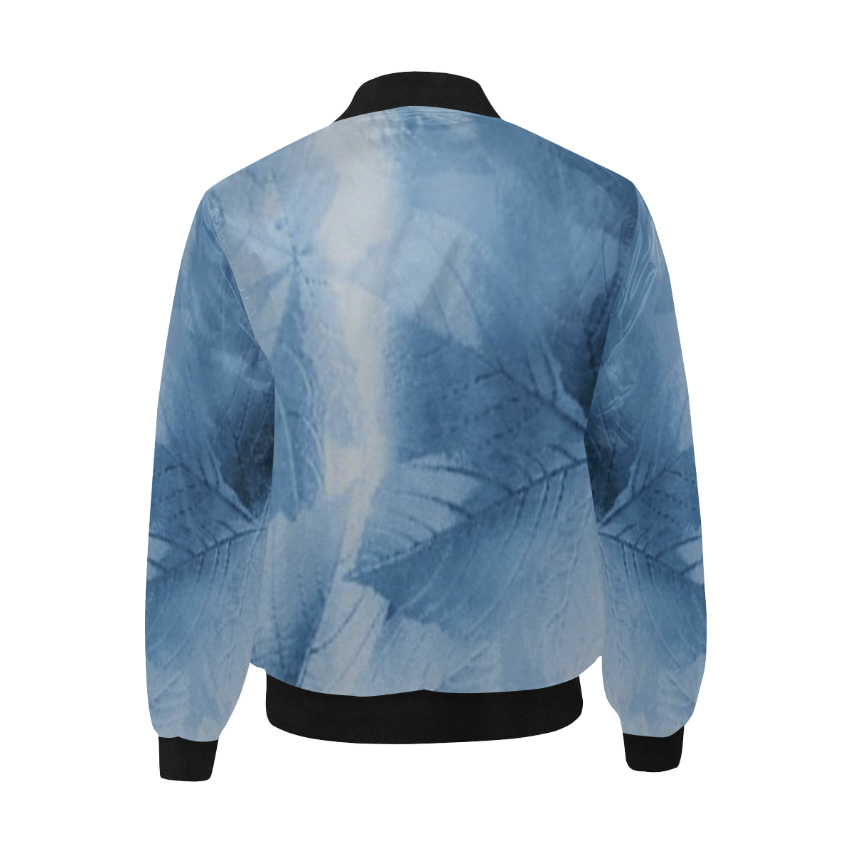 blue leaf print All Over Print Quilted Bomber Jacket for Men (Model H33)