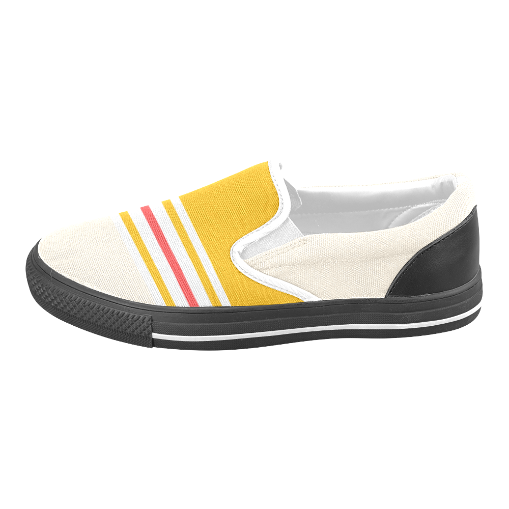 Two-Tone Striped Men's Slip-on Canvas Shoes (Model 019)