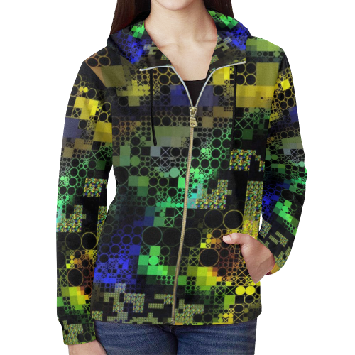 funny mix of shapes  by JamColors All Over Print Full Zip Hoodie for Women (Model H14)