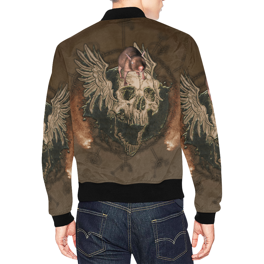 Awesome skull with rat All Over Print Bomber Jacket for Men/Large Size (Model H19)