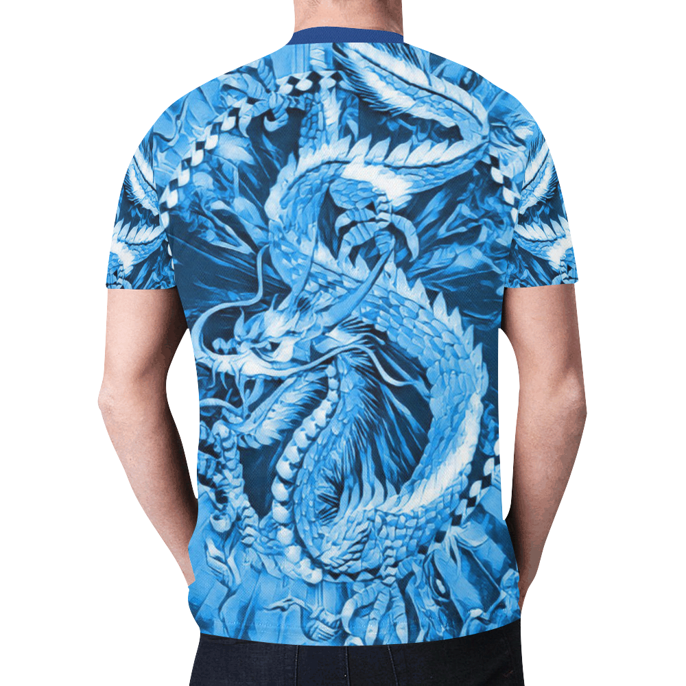 Awesome Chinese Sapphire Dragon Graphic New All Over Print T-shirt for Men (Model T45)