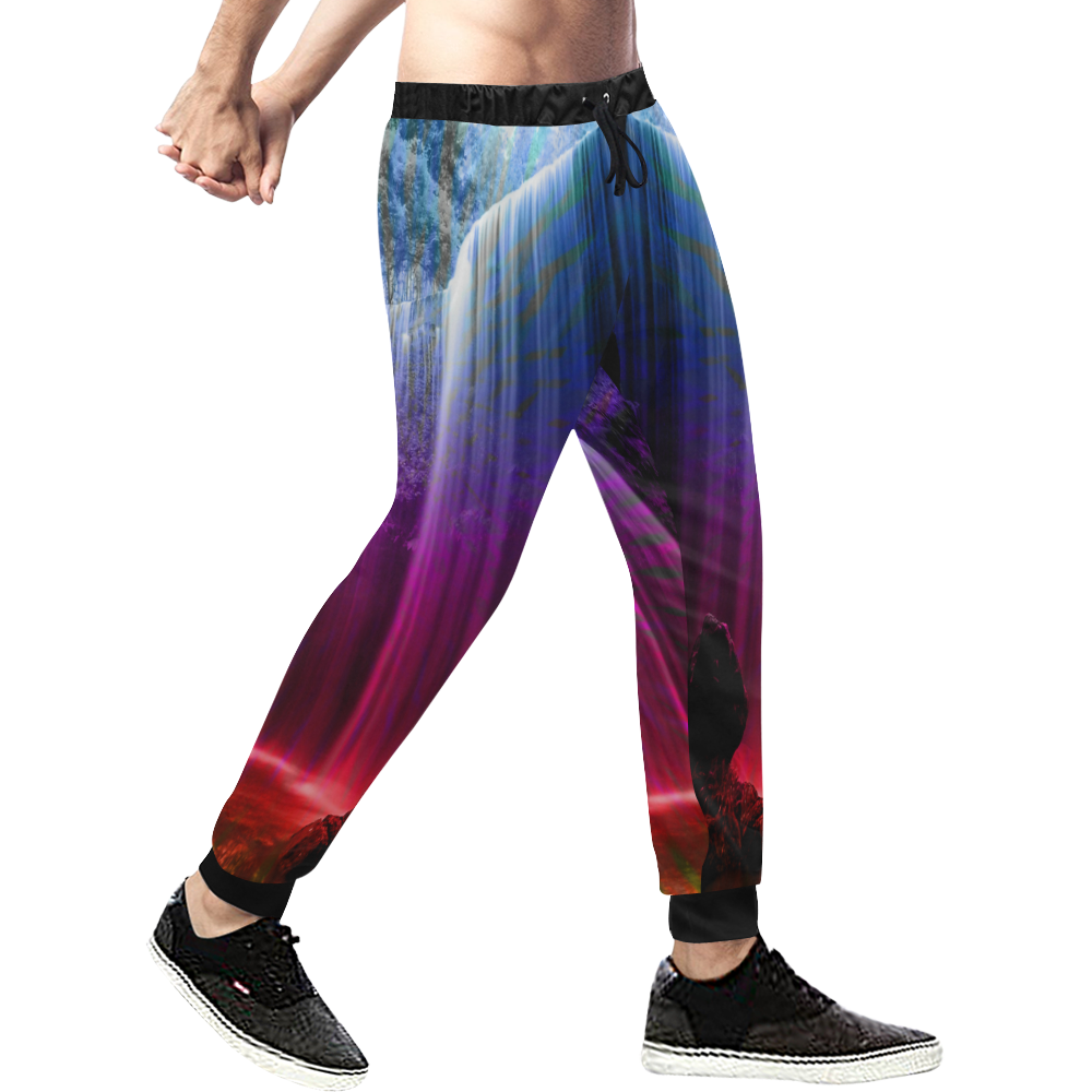Rainbow Waterfall Men's All Over Print Sweatpants (Model L11)