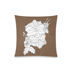Color Me Tiki Mask Brown Custom Zippered Pillow Case 20"x20"(Twin Sides)