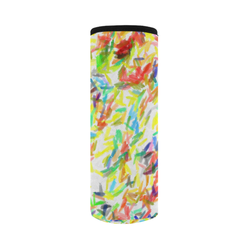 Colorful brush strokes Neoprene Water Bottle Pouch/Large