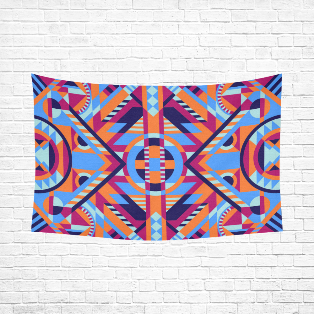 Modern Geometric Pattern Cotton Linen Wall Tapestry 90"x 60"