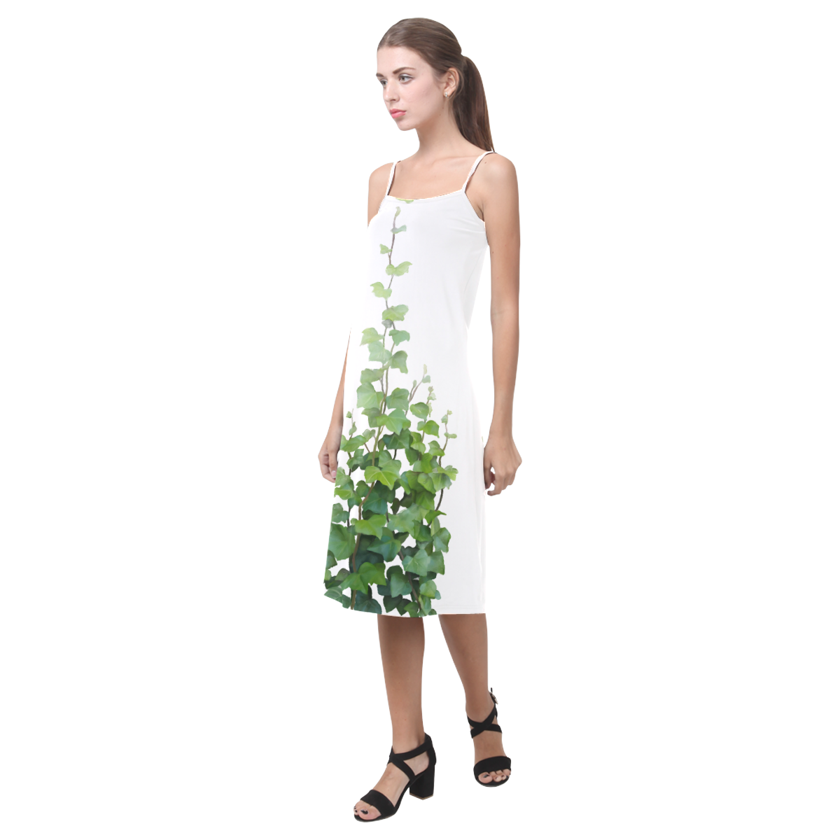 Vines, climbing plant watercolor Alcestis Slip Dress (Model D05)
