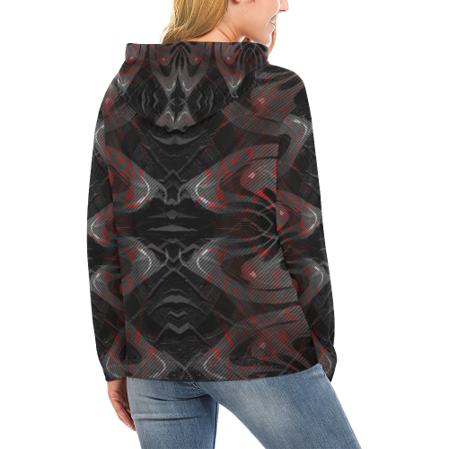 Red Dribled Voice Crew All Over Print Hoodie for Women (USA Size) (Model H13)