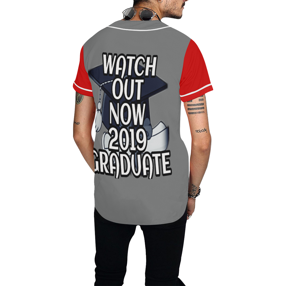 2019 Graduate red gray All Over Print Baseball Jersey for Men (Model T50)