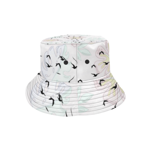 trendy birds pastel floral by JamColors All Over Print Bucket Hat