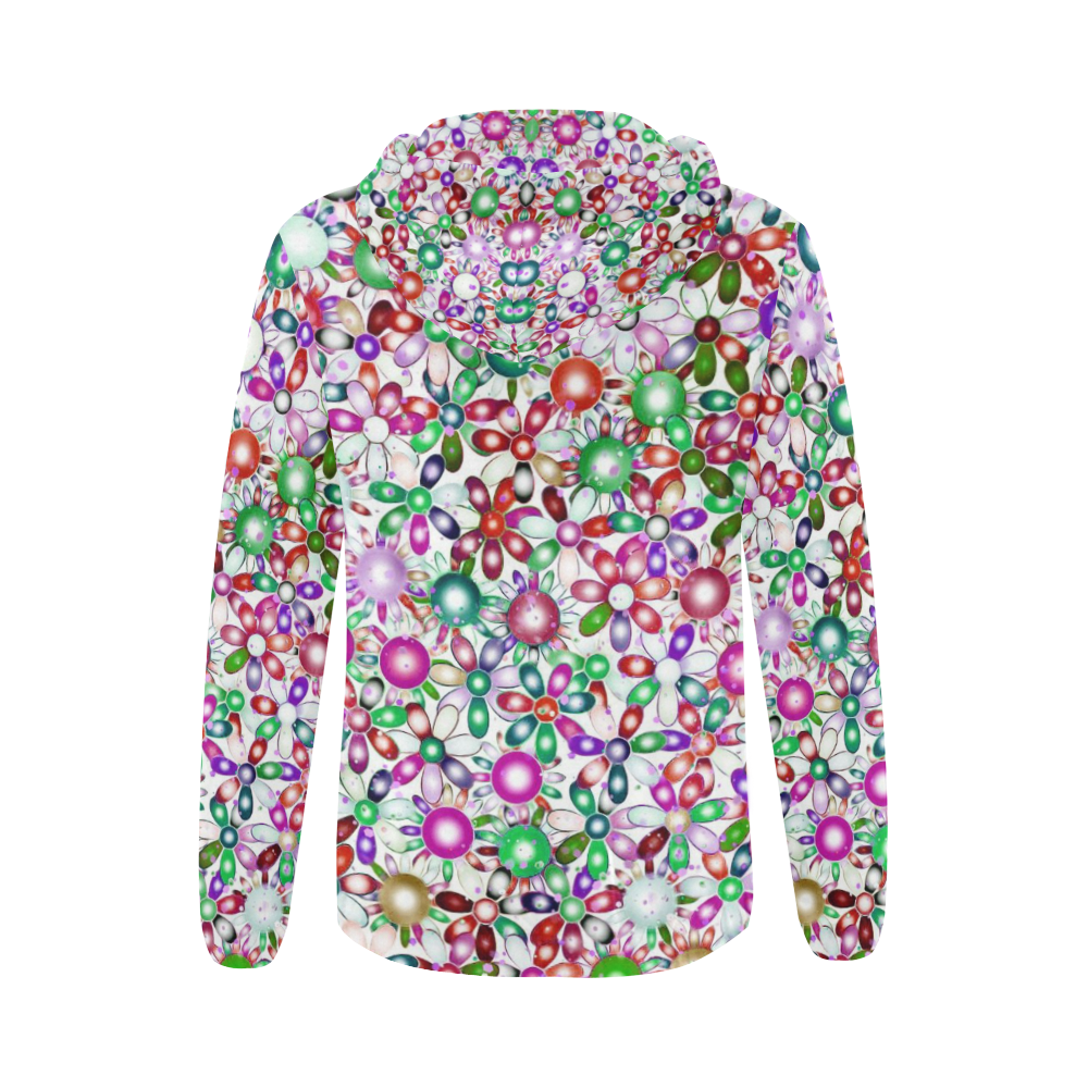 Vivid floral pattern 4181A by FeelGood All Over Print Full Zip Hoodie for Women (Model H14)