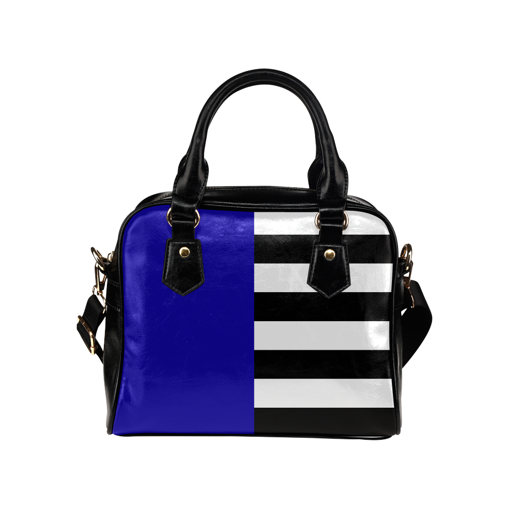 Blue and Stripes Mixed Print Shoulder Handbag (Model 1634)
